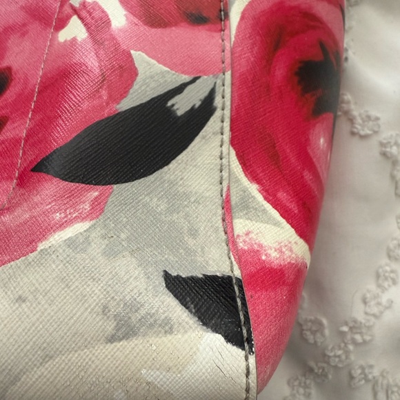 Kate Spade Pink Floral Tote with Black Bow - Picture 9 of 12
